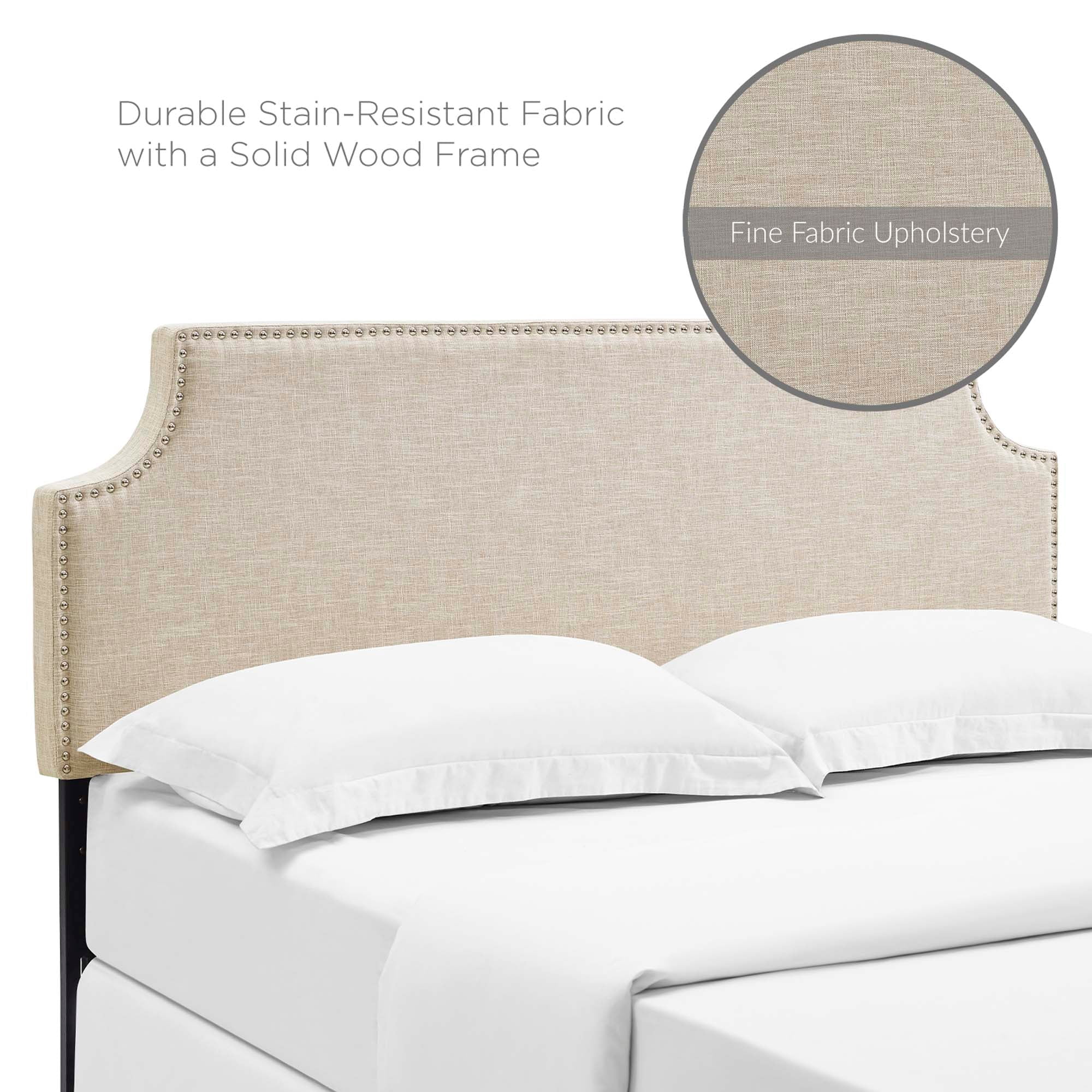 Modway Laura Queen Upholstered Polyester Fabric Headboard in Beige