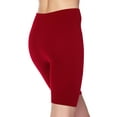 thumbnail image 4 of MixMatchy Women's Solid Seamless Ribbed Knee Biker Shorts with Band Waist, 4 of 5