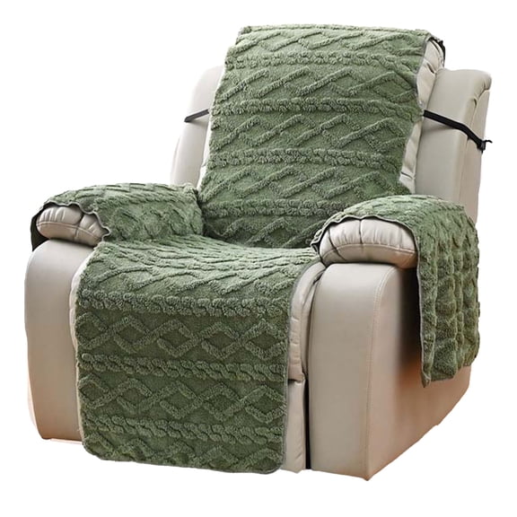 Solid Thick Plush Recliner Sofa Cover, Velvet Jacquard Warm Couch Cover with Non-Slip Backing for Living Room, Fall Winter, Couch Covers for Sofa