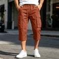 thumbnail image 6 of Domuza Men's Capri Pants with Pockets Quick Dry Cargo Outdoor Hiking Work Summer Long Shorts Below Knee Watermelon Red S, 6 of 6