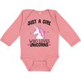 thumbnail image 3 of Inktastic Just A Girl Who Loves Unicorns Girls Long Sleeve Baby Bodysuit, 3 of 5