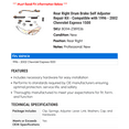 thumbnail image 2 of Rear Right Drum Brake Self Adjuster Repair Kit - Compatible with 1996 - 2002 Chevy Express 1500 1997 1998 1999 2000 2001, 2 of 2