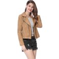 thumbnail image 4 of INSPIRE CHIC Women Short Soft Zip Up Faux Suede Biker Moto Jacket, 4 of 6