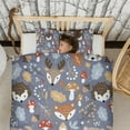 thumbnail image 3 of Hedgehogs and Forest Animals Pattern Duvet Cover and Pillowcase Set for Single Bedding, Bedroom Accessories for Kids Teens, 3 of 5