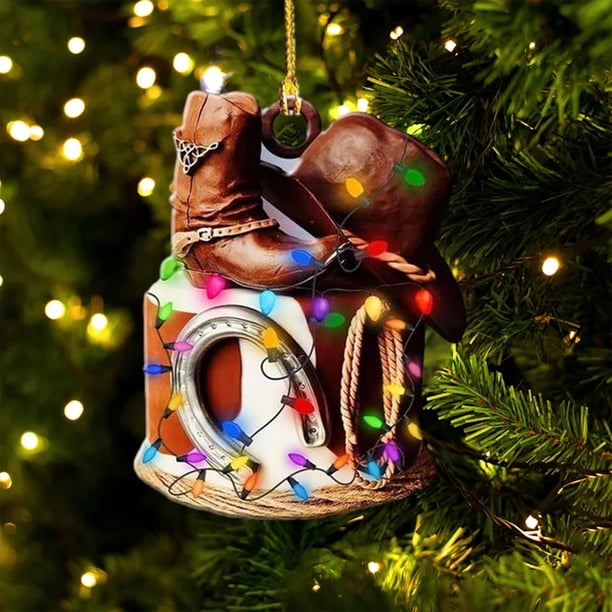 Fashion Cowboy Boots Hat Car Pendant Mini Car Rearview Mirror Hanging Ornament Auto Interior Accessories Home Decor Gift