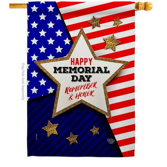 Ornament Collection H192574-BO 28 x 40 in. Honor Memorial American Day Vertical House Flag with Double-Sided Decorative Banner Garden Yard Gift