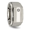 thumbnail image 5 of Chisel Titanium Satin and Polished 1/20 Carat Diamond Signet Band, 5 of 8