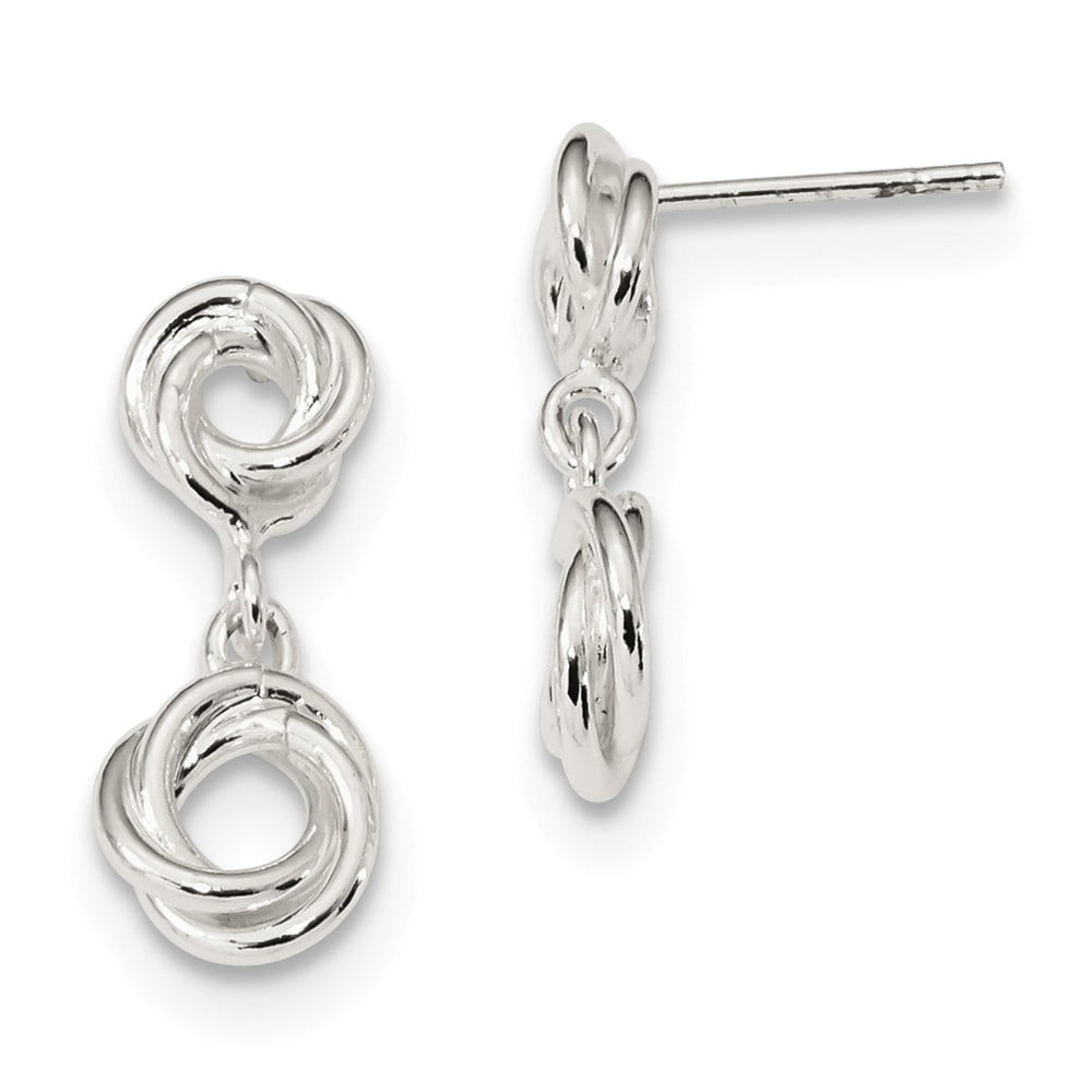 925 Sterling Silver Polished Knot Dangle Earrings