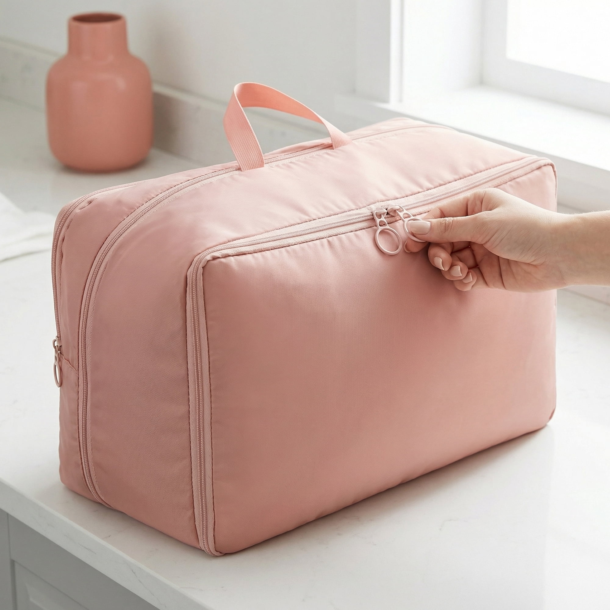 Unique Bargains Foldable Storage Bags Ideal for Organizing Bedroom Pink 21.3"x16.5"x11.8"