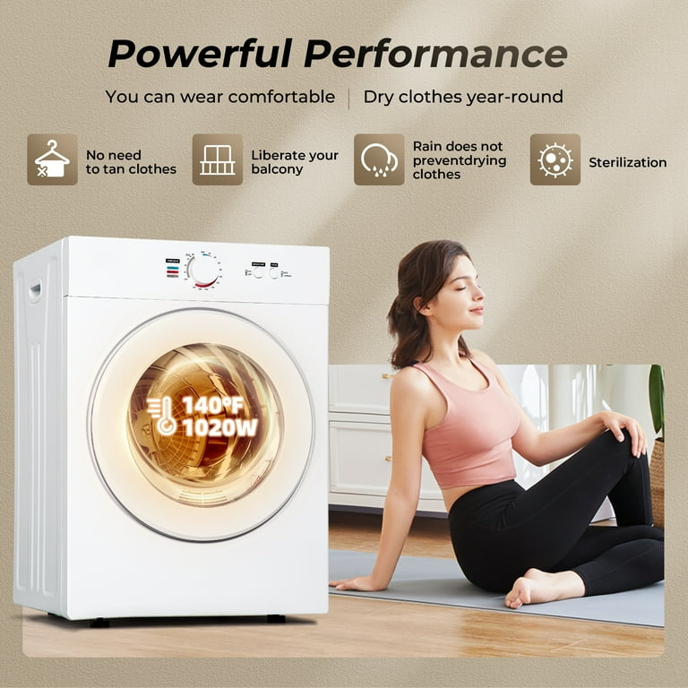 EUHOMY 1.8 Cu.ft Large Capacity Portable Dryer, 1020W Energy