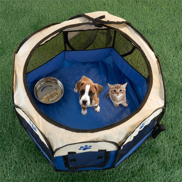 PETMAKER 80-PET6081 Pop-Up Pet Playpen with Carrying Case, Blue, 26.5x17