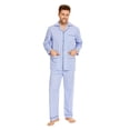 thumbnail image 3 of GLOBAL Mens 100% Cotton Pajamas Set Woven Drawstring Sleepwear Set with Top and Pants/Bottoms, 2-Piece Set, Size L, 3 of 5