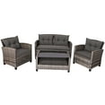 thumbnail image 2 of Costway 4PCS Patio Rattan Furniture Set Coffee Table Cushioned Sofa Garden Lawn Gray, 2 of 10