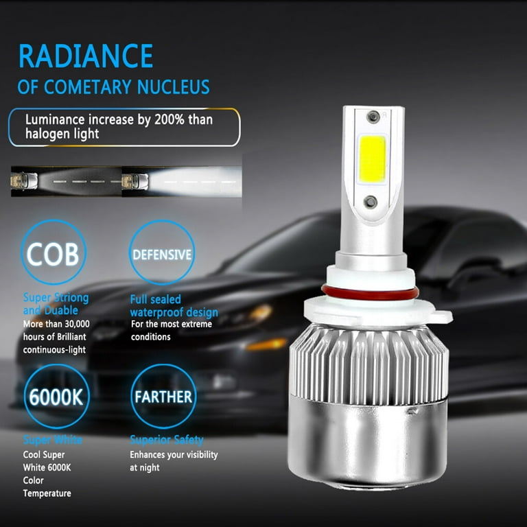C6 High Brightness 6000K LED Car Headlight Bulbs 72W 12V 7200LM Waterproof IP68 Walmart