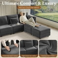 thumbnail image 7 of Neche Sectional Couches with Storage Seats, 92" L Shaped Convertible Modular Sectional Sofa, 5 Seat & 1 Ottoman Velvet Storage Chaises Deep Seat Couch for Living Room, Bedroom, Apartment, Gray, 7 of 7