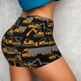 thumbnail image 4 of Xecao Yellow Excavator Print Workout Shorts for Women Soft Smooth Gym Yoga Scrunch Active Tennis Workout Running Shorts, 4 of 9