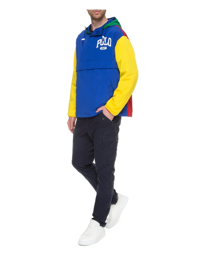 Polo Ralph Lauren RED/RUGBY ROYAL Color-Block Half-Zip Logo Jacket