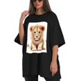 thumbnail image 4 of Plus Size Shirt for Women Black Tops for Women Short Sleeves Shirt for Women Lion T Shirt Crewneck Shirt for Women XL, 4 of 5