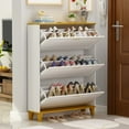 thumbnail image 3 of OXYLIFE Shoe Storage Cabinet, Double Row Shoe Organizer Cupboard White, L 35.4 in, 3 of 8