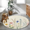 thumbnail image 4 of Spring Floral Round Rugs 3.3ft, Summer Farmhouse Vintage Botanical Non Slip Washable Rug Runner, Low Pile Indoor Floor Carpet Mat Bathroom Rugs for Living Room, Bedroom, Kids Room, 4 of 9