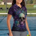 thumbnail image 3 of Whosucclay Colorful Skull and Flower Pattern Golf Polo Tops for Tennis Outdoor Activity, Moisture Wicking Polyester Golf Pullover Half Zip Soft Polo Shirts Size Small, 3 of 10