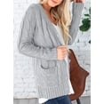 thumbnail image 2 of Jersey tipo cárdigan PRETTYGARDEN para mujer, tejido trenzado, gris, XL, 2 of 9