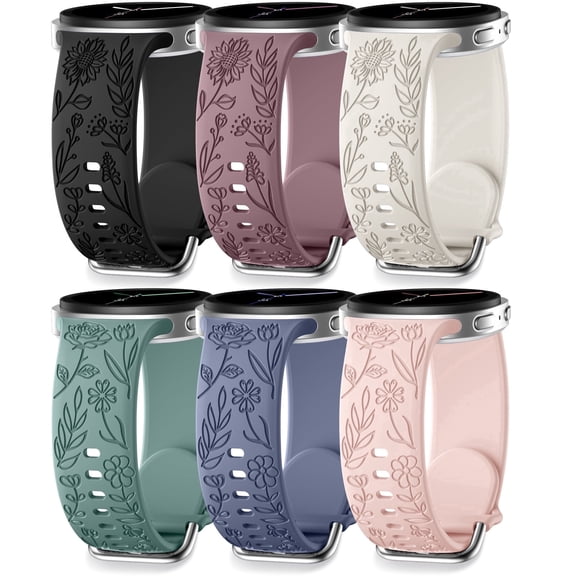 Comvin Floral Engraved Bands Compatible with Samsung Galaxy Watch 8 Bands 40mm 44mm/Galaxy Watch 8 Classic Bands 46mm for Women Men