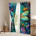 thumbnail image 3 of Feelyou Green Dragonfly Black Out Curtains, Flower Curtains Pack of 2 (42x63 Each), 3 of 6