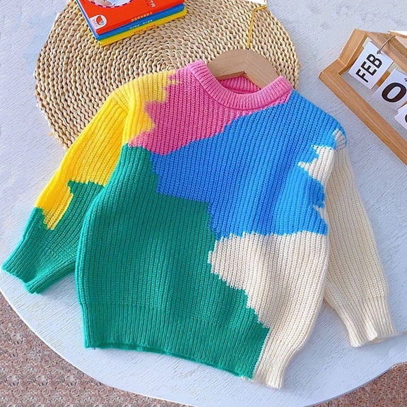 URMAGIC URMAGIC Toddler Kid Little Girls Crew Neck Tie Dye Pullover Knit Sweater,1-8T