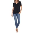 thumbnail image 2 of White Mark Women's Keyhole Neck Short Crisscross Sleeve Top, 2 of 5