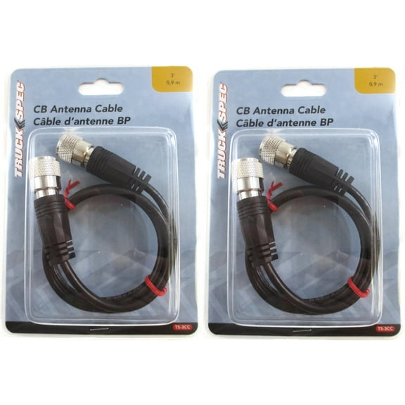 Lot of 2 Truckspec TS-3CC 3' RG-58 CB Antenna Coax Cable with PL-259 Connectors