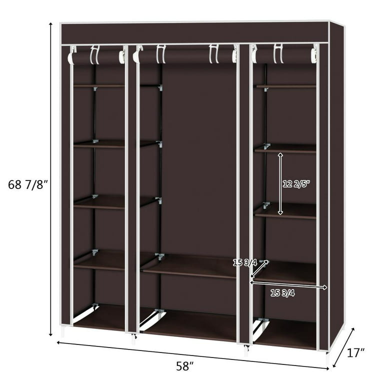 Portable Closet, Closet Storage with 6 Shelves, Clothes Rack with  Waterproof Cover, Closet Organizer with Durable Metal Frame Wardrobe for  Bedroom, 67x41x18 Inch 
