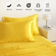 thumbnail image 2 of Luxury Satin Full Sheet Set, Yellow 4-Piece, Silky Deep Pocket Fitted Sheet for Hair and Skin, 2 of 8