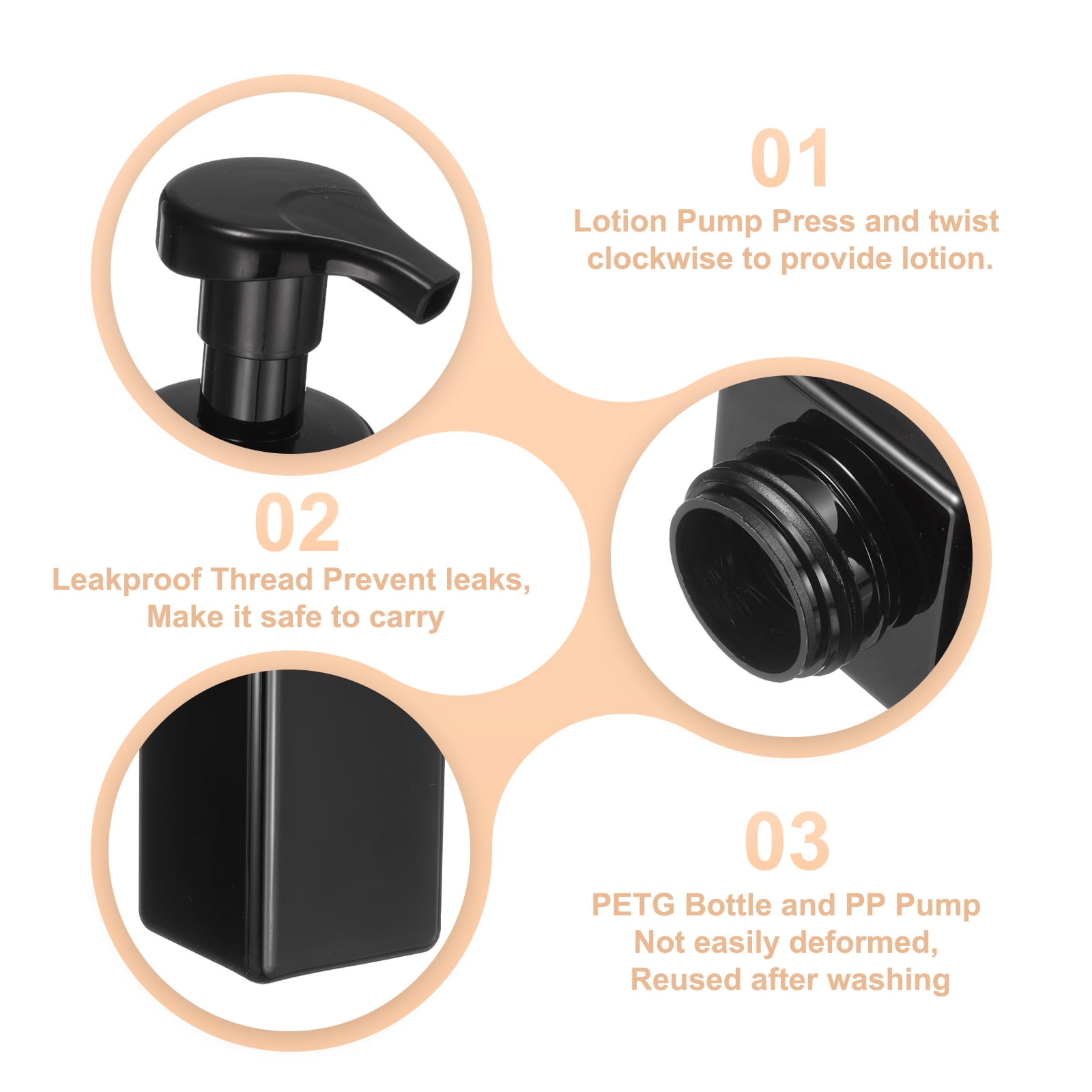 2PCS Square Empty Foam Pump Bottle, 650ml Travel Foam Soap Dispenser with Label for Lash Shampoo(9"Brown)