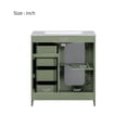 thumbnail image 4 of Seranor Modern Bathroom Vanity with Ceramic Sink, Shelves, Drawers, Wood, Green, 4 of 11