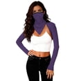 thumbnail image 4 of XUNKUSGA Women Cooling Shawl Arm Sleeve and Neck Gaiter Two Piece Sets for Women Breathable Anti-UV Sun Protection Cooler Shrug with Finger Hole,Purple,Free Size, 4 of 9