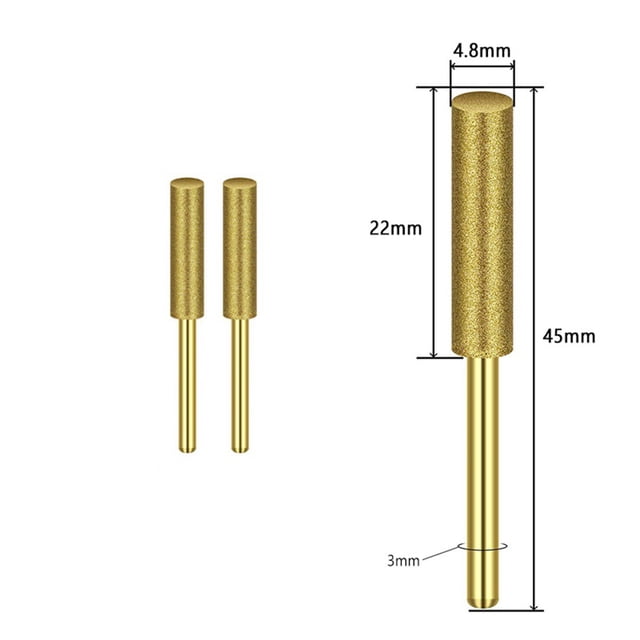 2Pcs Diamond Coated Cylindrical Burr Set For Chainsaw Sharpener Stone File Chain Saw Carving Grinding Abrasive Tools