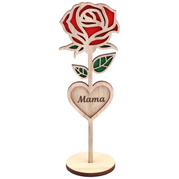 OUNONA Multi-Color Wood Rose Desktop Decor Wooden Table Centerpiece for Photos, Perfect Mother's Day