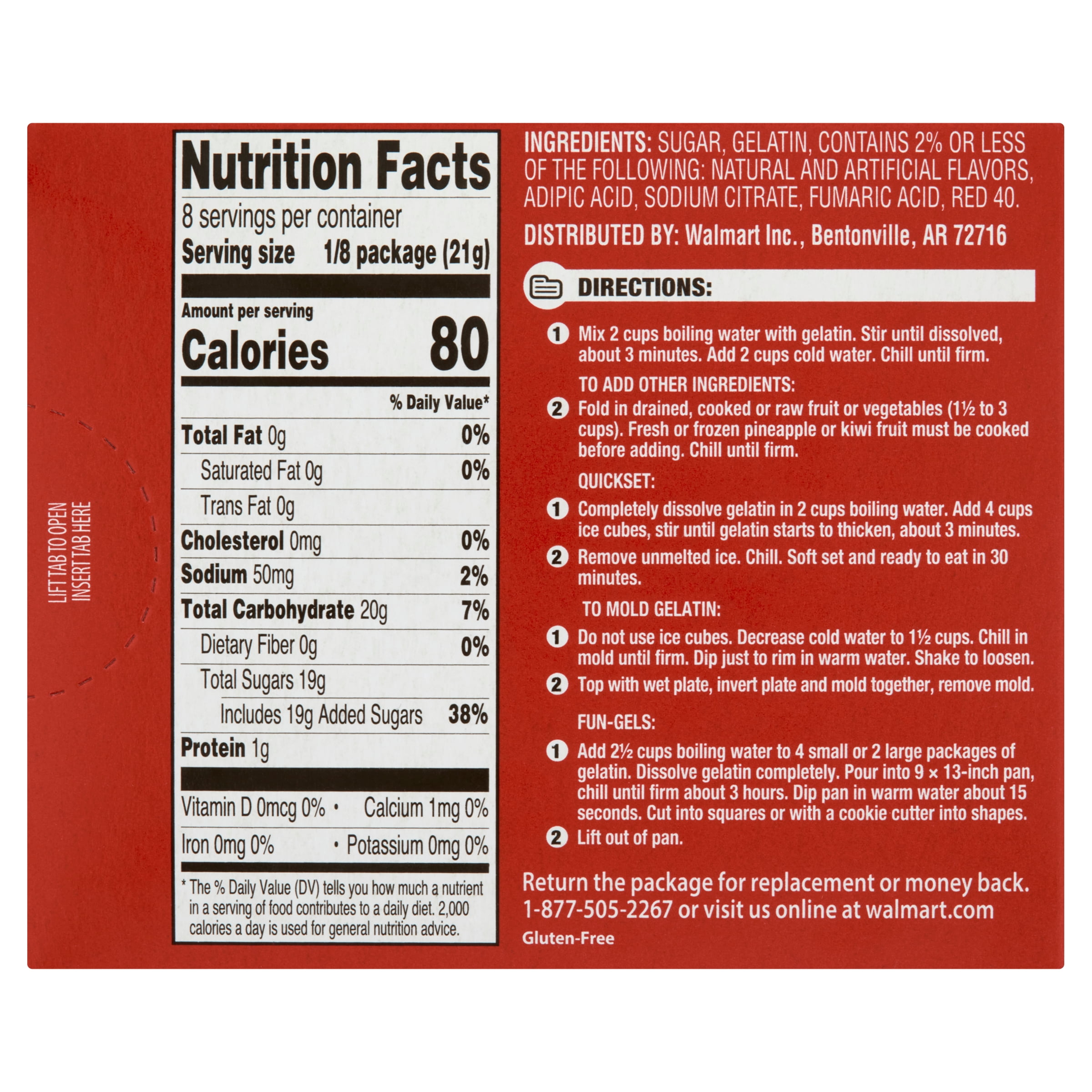 Jello ingredients label