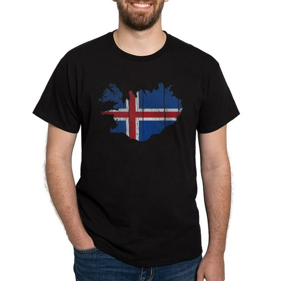 CafePress - Iceland Flag And Map Dark T Shirt - Men's Classic Graphic Cotton T-Shirt