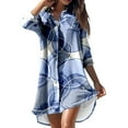 thumbnail image 2 of Ruimatai Swim Cover Ups for Women Bathing Suit Cover Up for Women Summer Casual Turn-down Collar Long Sleeve Printed Smock Buttons With Pocket Shirt Dresses, 2 of 7