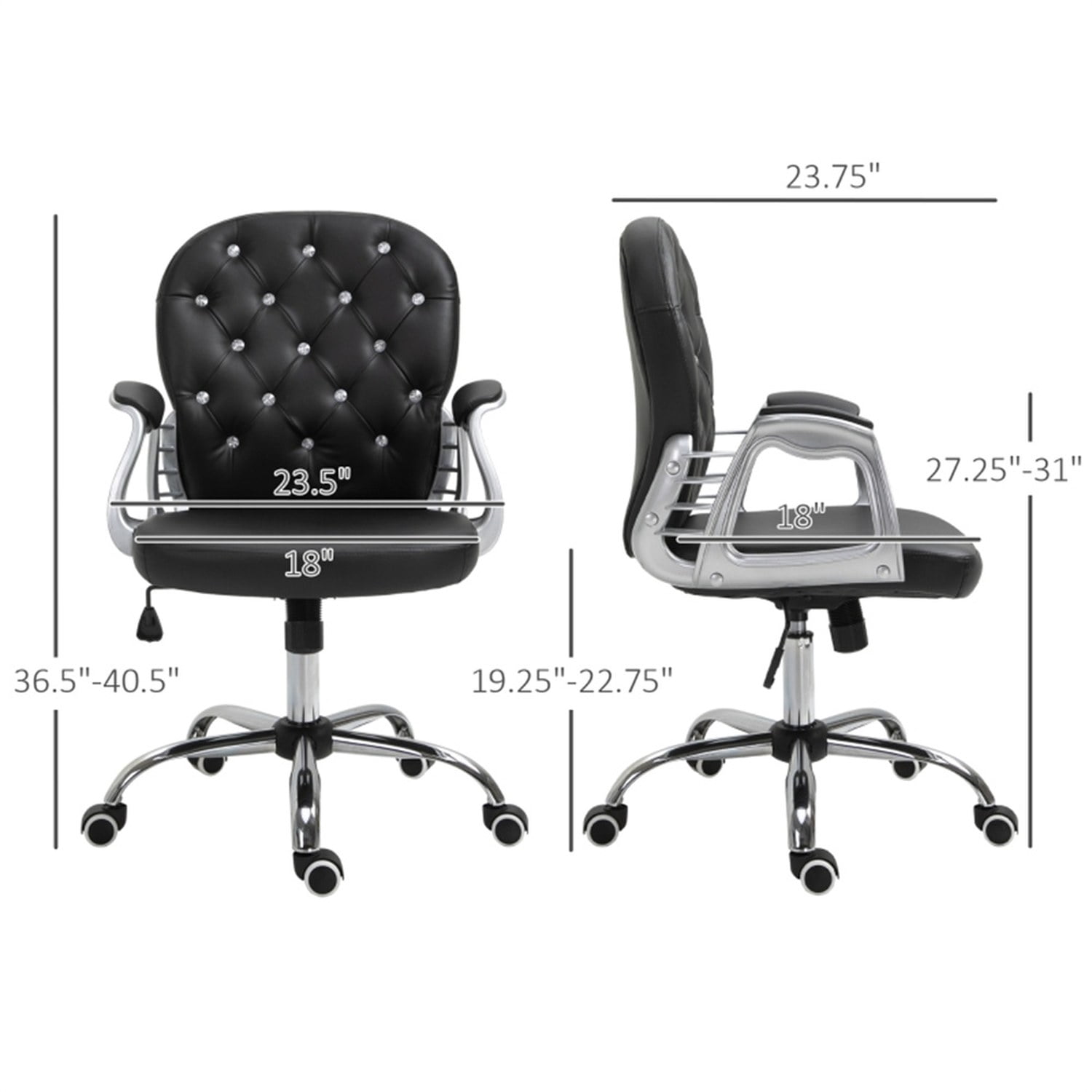 Office Chair with Massage Function, Faux Leather, Adjustable Height, Swivel, Black