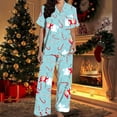 thumbnail image 6 of Christmas Pajamas Women's Two-Piece Christmas Pajamas short sleeves Button Shirt and Pants Set Home Clothes, 6 of 8