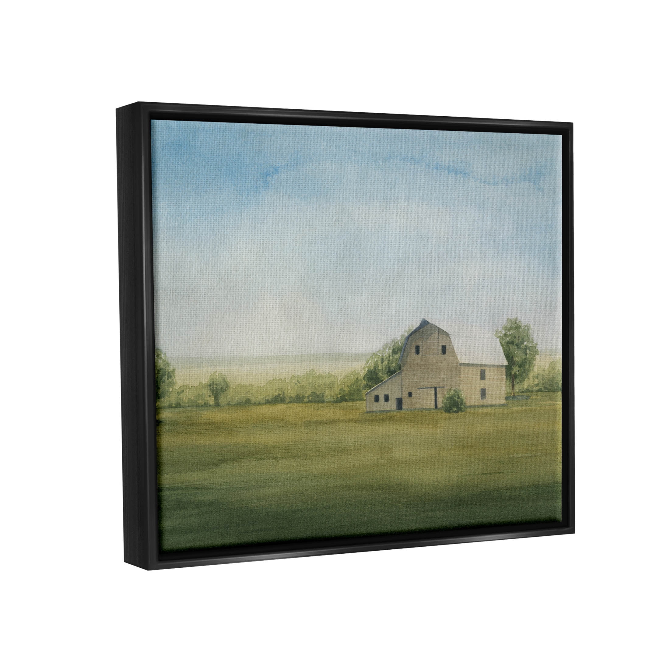 Stupell Industries Countryside Grassland Barn Painting Jet Black Floating Framed Canvas Print Wall Art, Design by Grace Popp