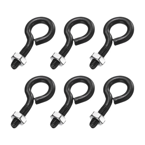 Uxcell 6 Pack Eye Bolts, M4 x 16mm 304 Stainless Steel Threaded EyeBolt Black Eye Hooks with Nut for Hanging or Securing Cables