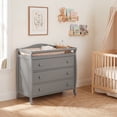 thumbnail image 2 of ELLEGHT 3-Drawer Dresser Changer, Changing Table, Nursery Dresser with Safety Belt, Guardrails & Changing Top for Baby Nursery in Gray, 2 of 8