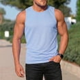 thumbnail image 2 of Men's Tank Top Cotton Spandex Blend, Sleeveless Gym Shirt, Close-Fitting Crewneck Muscle Fit, Quick Dry Moisture Wicking, Breathable Athletic Workout Top | Zenithor,Light Blue 2XL, 2 of 9