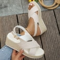 thumbnail image 4 of Wedge Sandals for Women Dressy Summer Platform Strappy Espadrille Casual Slingback Wedges Heels Open Toe Arch Support Pumps Shoes White Size 6.5, 4 of 7