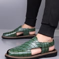 thumbnail image 4 of Men's Crocodile Embossed Slingback Sandals - Closed Toe Leather Fisherman Sandals, Casual Dress Summer Shoes, 46, 4 of 4