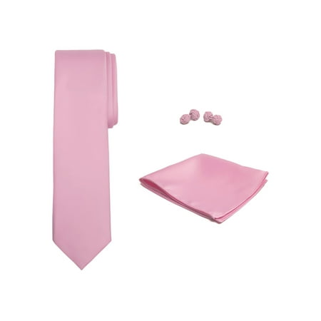 - Jacob Alexander Solid Color Men's Tie Hanky and Cufflink Set